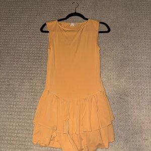 Wilfred Sleeveless Layered Mini Dress in Tan